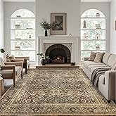Ruicharm Washable 8x10 Area Rug: Vintage Brown Rugs for Living Room Bedroom Dining Room Office Indoor - Soft Non-Slip Large Carpet Home Decor - Oriental Dark Brown