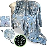 Shark Glow in The Dark Fleece Blanket: Cozy, Soft, Lightweight, Warm, 50" x 60" for Boys and Girls with Hammerhead, Mako, Blue, Whale, and Great White Sharks! (Blue)