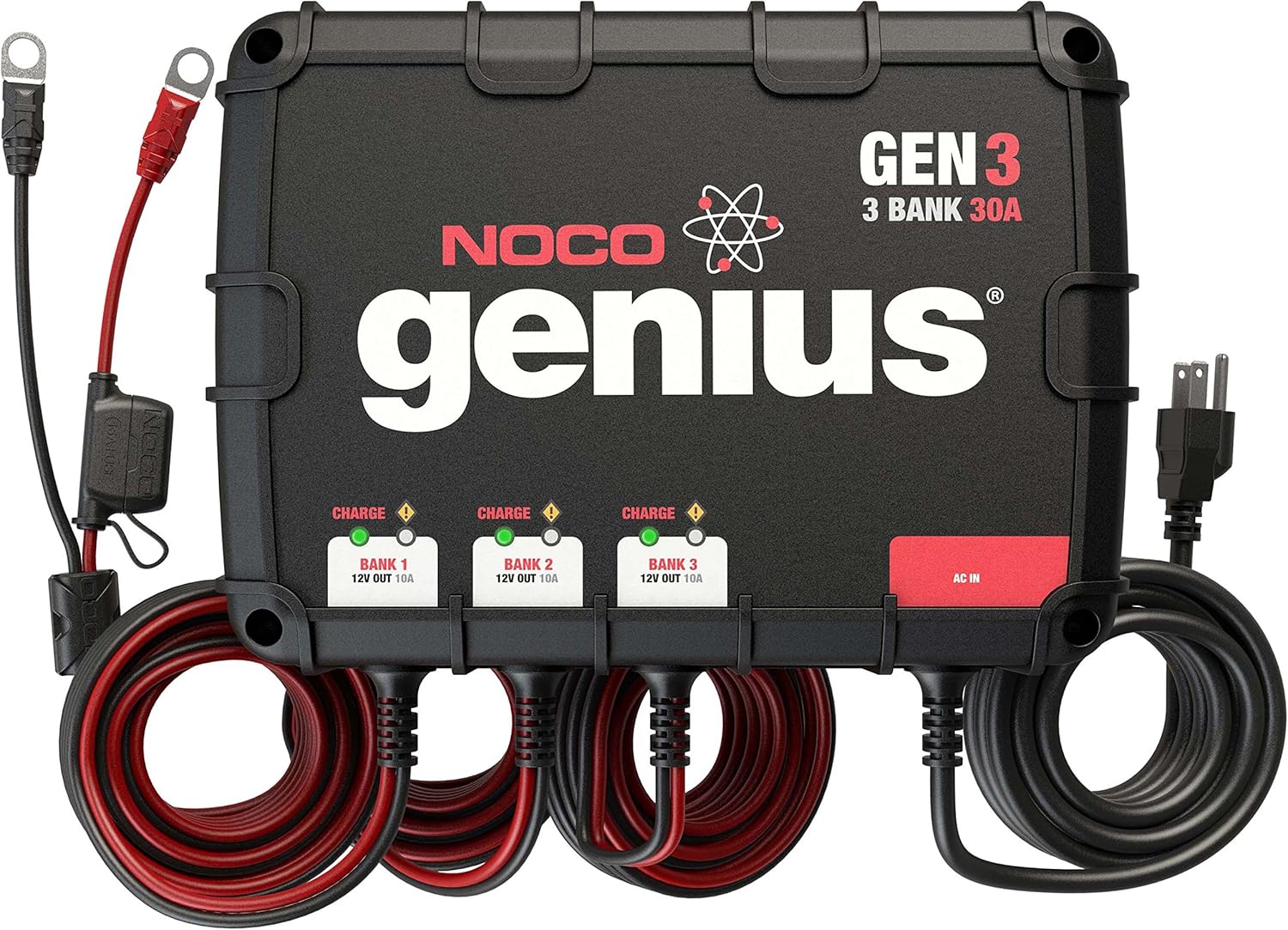NOCO Genius GEN3, 3-Bank, 30-Amp (10-Amp Per Bank) Fully-Automatic Smart Marine Charger, 12V Onboard Battery Charger And Battery Maintainer: Automotive