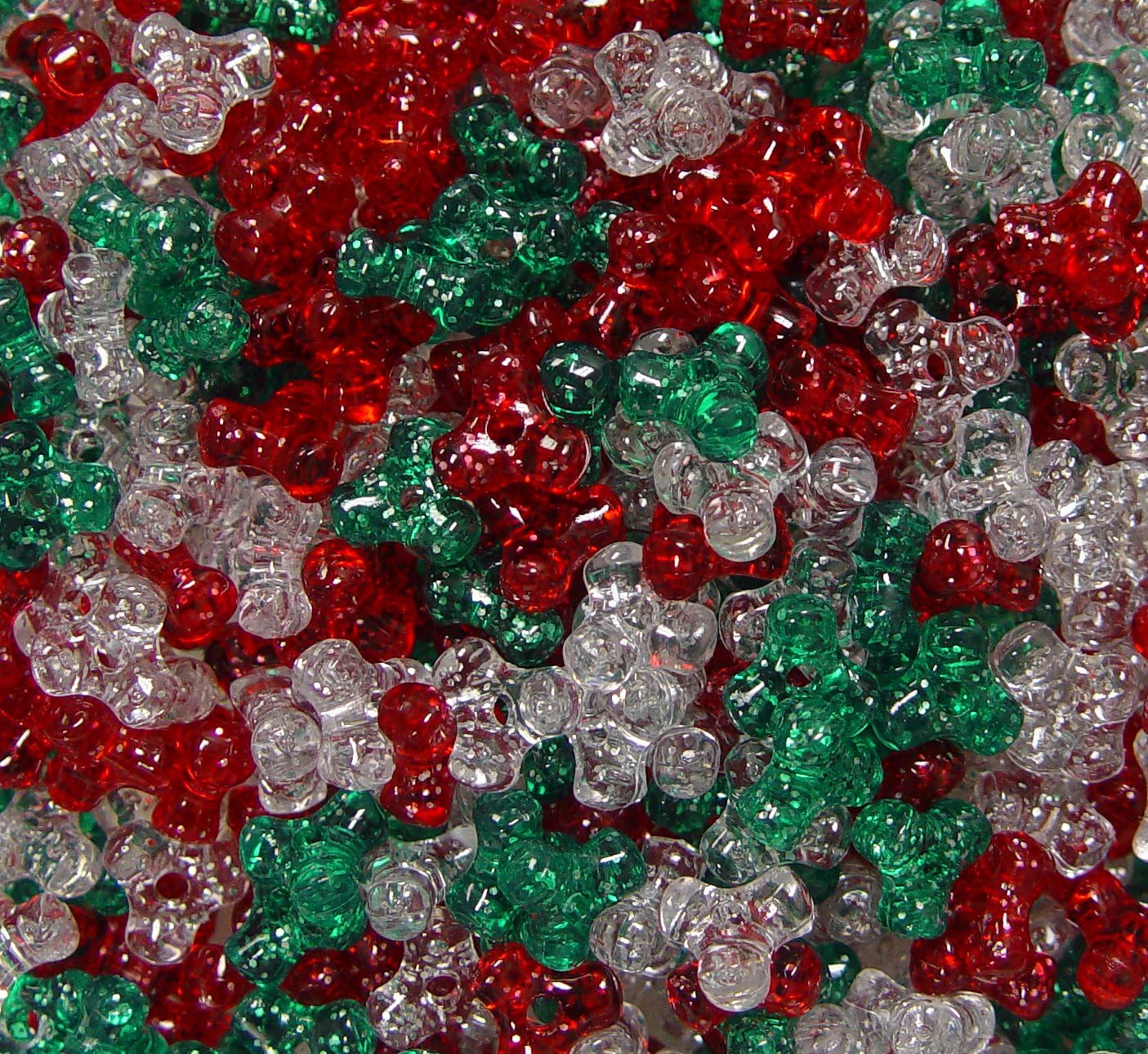 JOLLY STORE Crafts Christmas Glitter Mix 11mm Tri Beads 500pc Made in USA