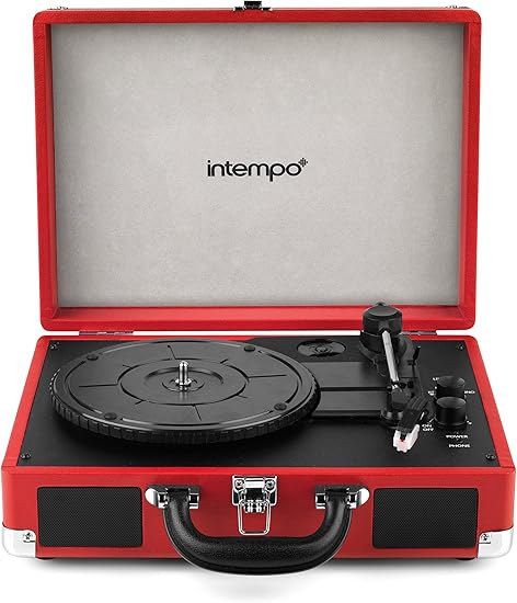 intempo vinyl turntable with stereo speakers