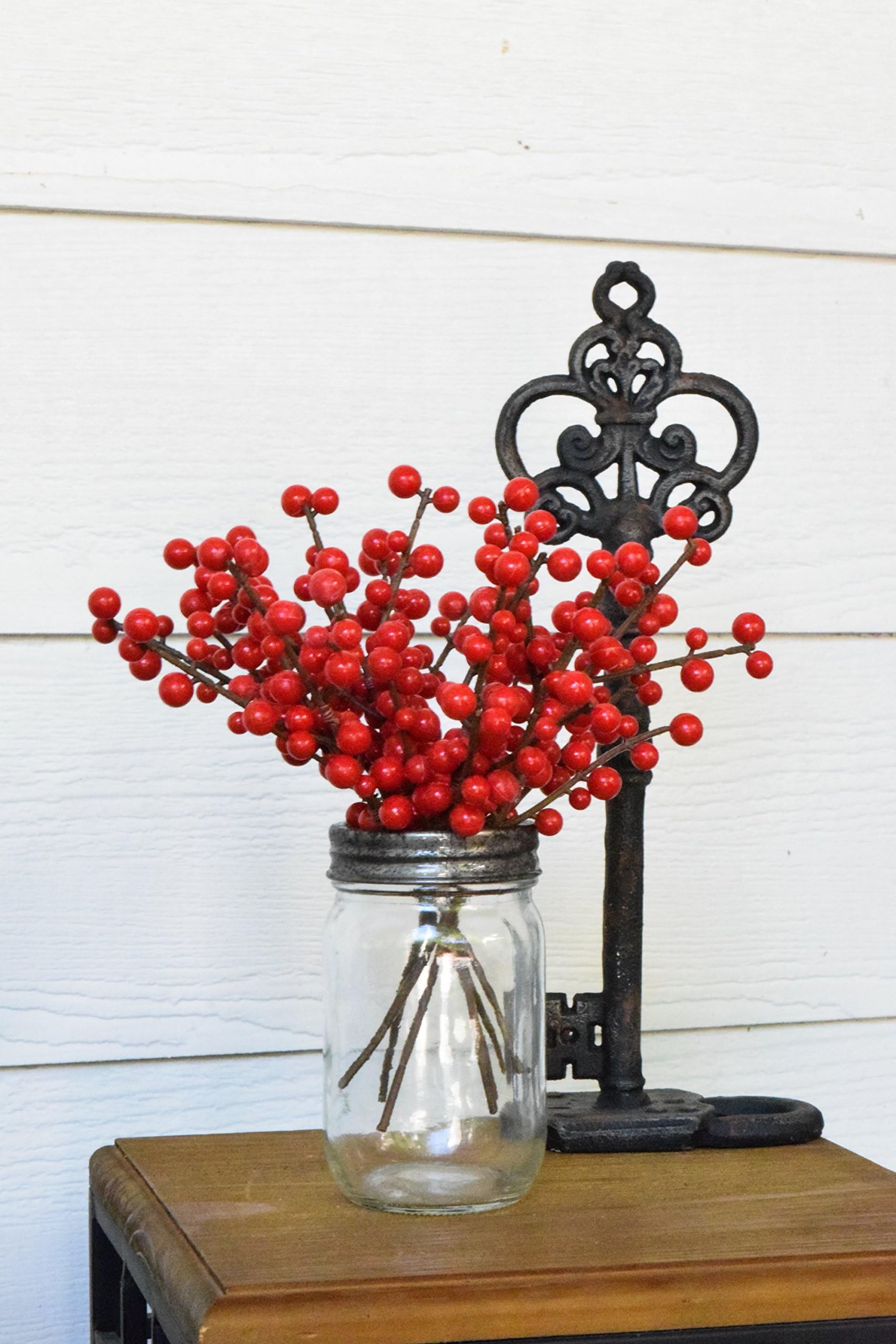 8" Red Indoor/Outdoor Berry Picks (12 Stems) Floral Picks