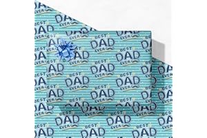 GIOLNIAY Father's Day Wrapping Paper - Blue Best Dad Ever Design for Dad, Men's Birthday Gift Wrap, 28 x 40 Inches, 4 Folded Sheets, Easy to Store