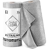 Fantasticlean XL Tear-Away Microfiber Cleaning Cloth Roll, 16'' by 16''- 36 Sheets, Thick & Large Detailing Towels, Ultra Absorbent, Lint-Free Reusable Wipes for All-Around Cleaning (Glossy Grey)