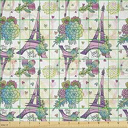 Lunarable Succulent Fabric by The Yard, Love is in