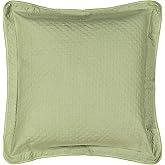 Historic Charleston King Charles Modern Farmhouse Floral Matelasse Decorative Pillowcase, 100% Cotton Breathable Bedding, Euro Sham (26" x 26"), Sage