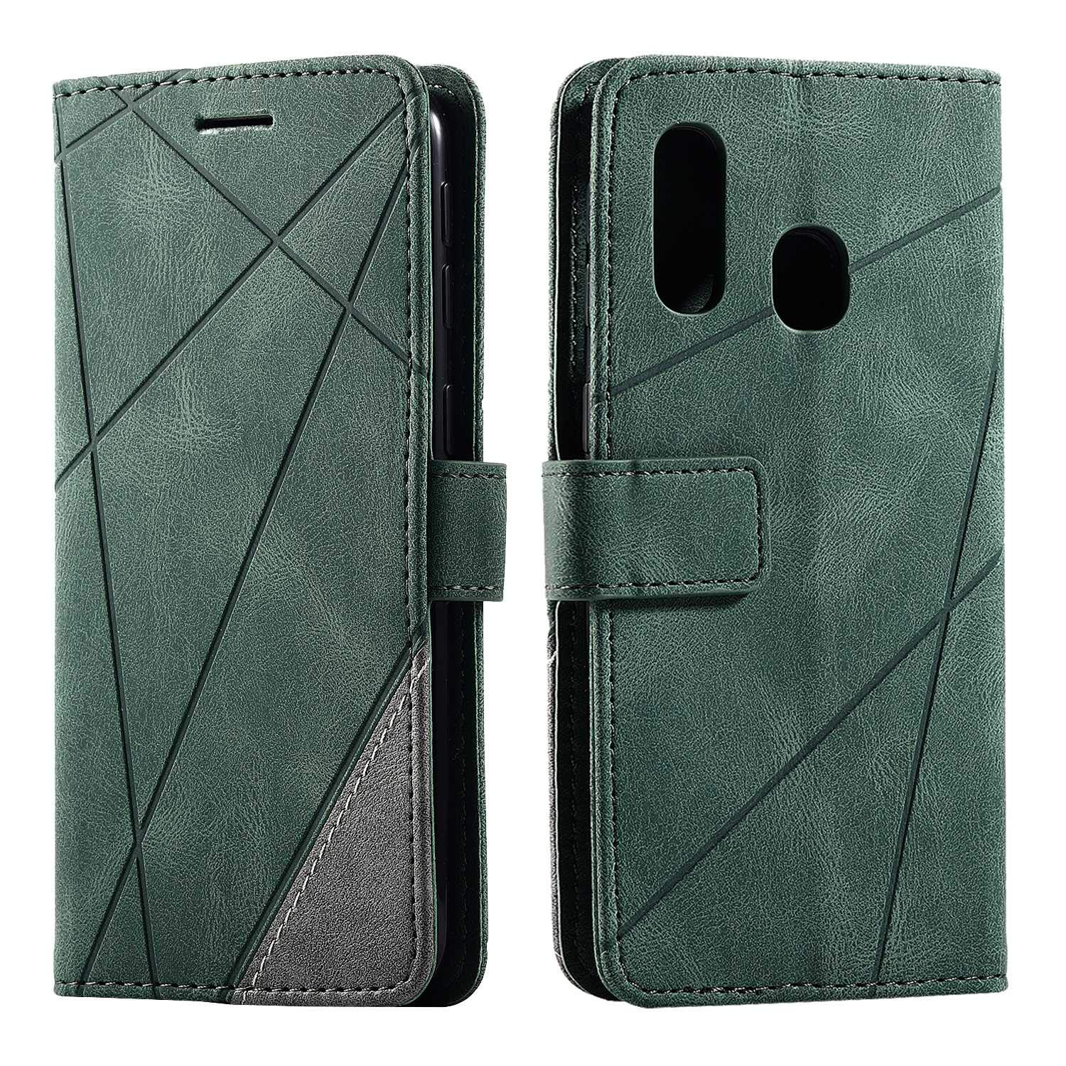 SONWO Case for Galaxy A40 Case, Premium Leather Flip Wallet Case Magnetic Closure Card Slots Kickstand Phone Case for Samsung Galaxy A40, Green