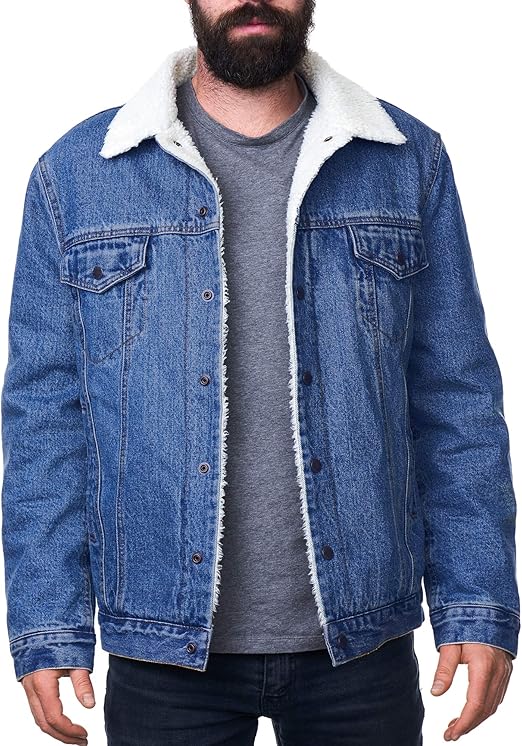 mens fur lined denim jacket