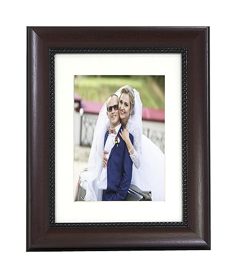 BD ART 18x24cm Holz, klassischen Stil Bilderrahmen mit Passepartout 13x18 cm, Mahagoni