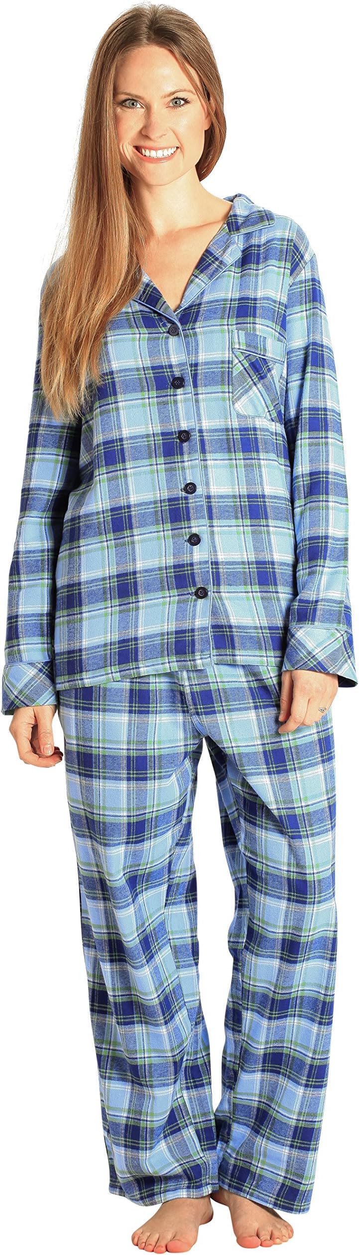 EVERDREAM Sleepwear Womens Flannel Pajamas, Long 100% Cotton Pj Set
