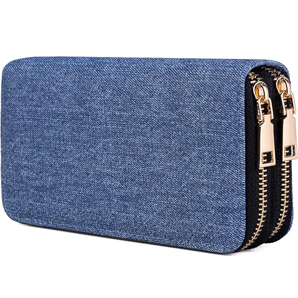 Bijoux De Ja Upcycled Denim Wallet - Blue Jean Bifold Zip Coin Card Holder For Women - View #9