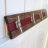 Nautical Boat Cleat Towel Rack, Walnut and Red