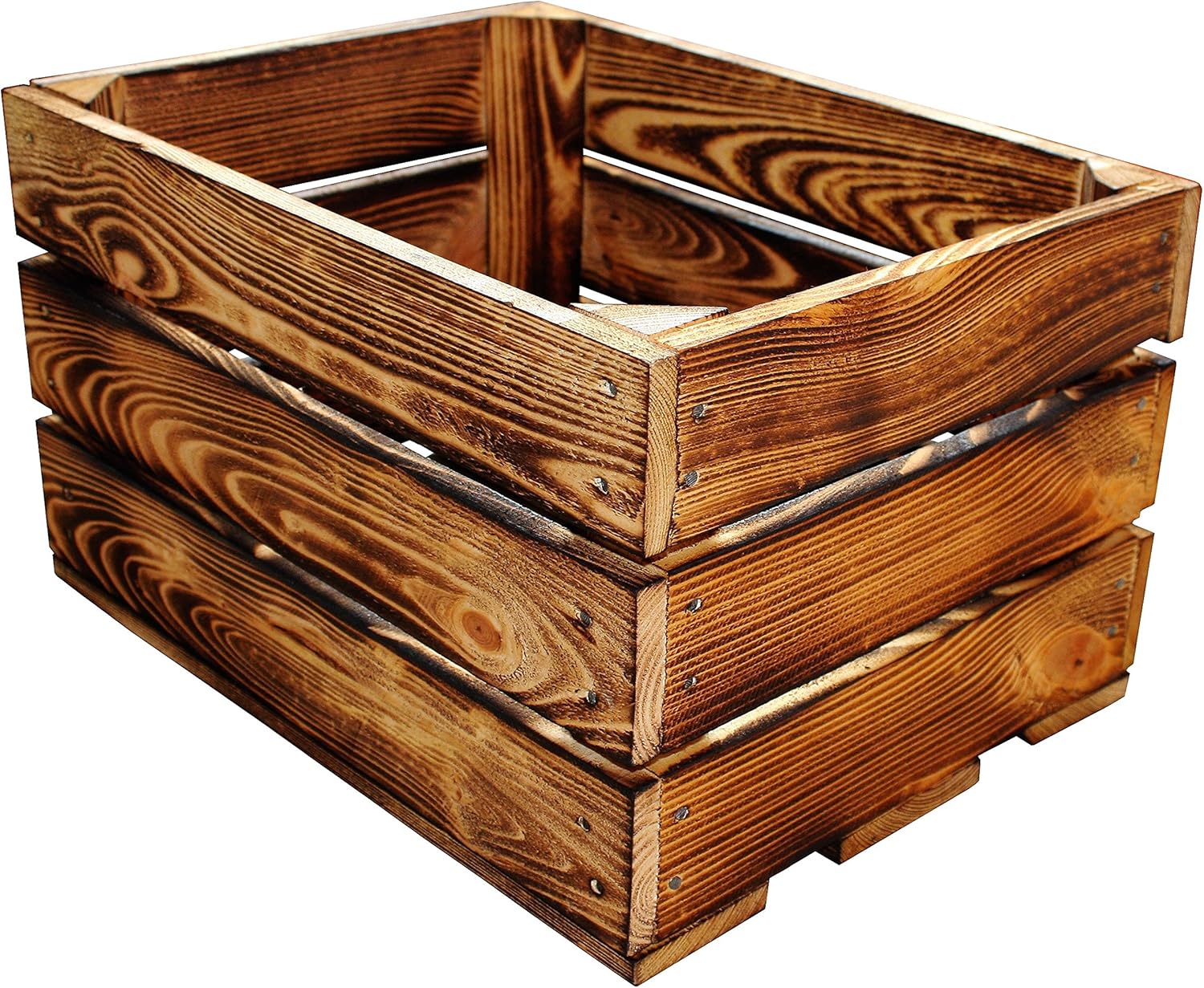 MigiEinkauf 1 Stück Neue Holzkisten Obstkisten Apfelkisten Weinkiste 40x30x23,5 cm TOP (Geflammte)