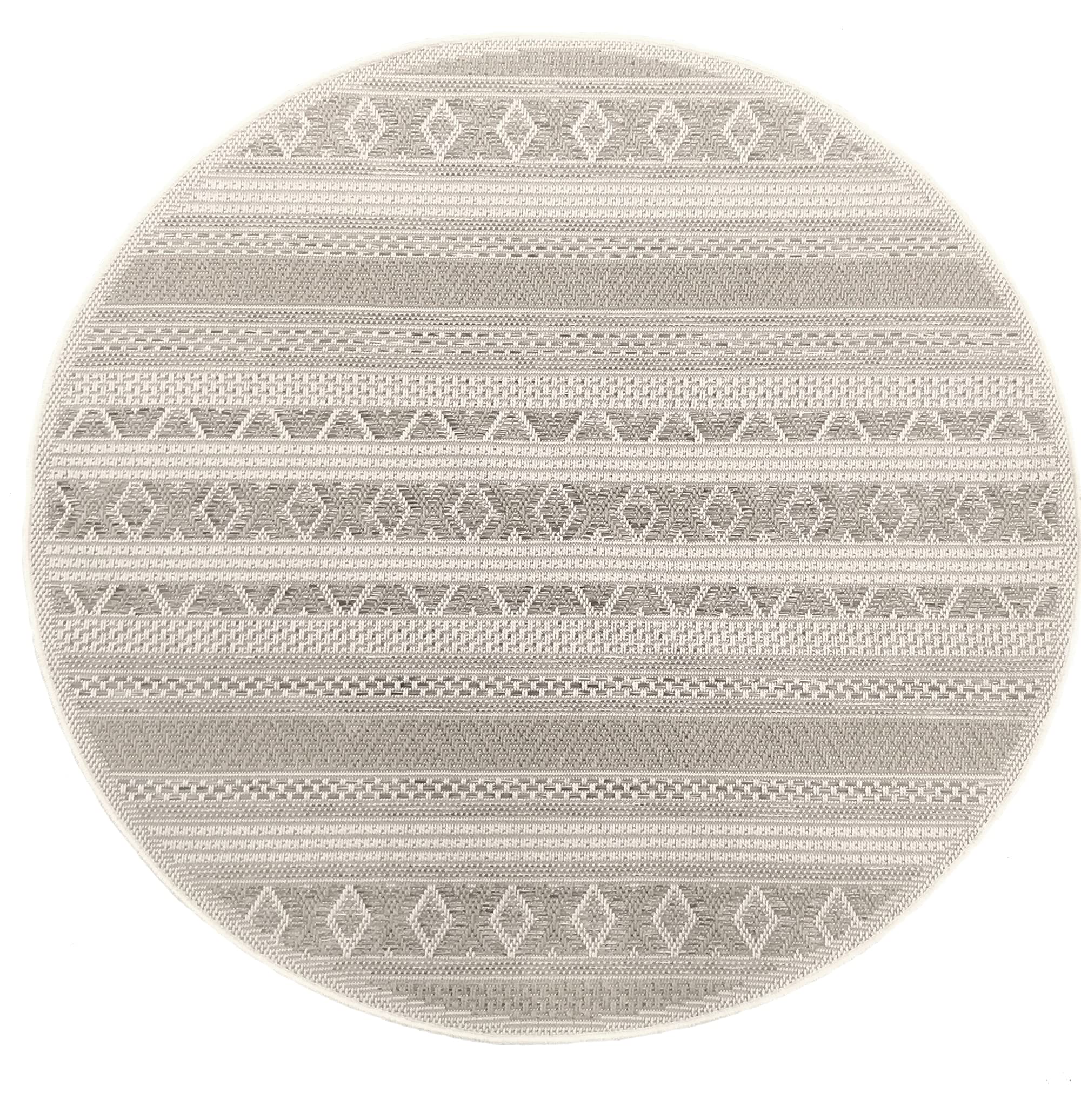 the carpet Calgary - Robust, weatherproof & UV resistant outdoor carpet for balcony, terrace, conservatory, kitchen or dining room - Beige - 120 x 120 cm Round