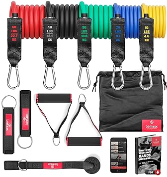 Resistance Bands Widerstandsband Set mit Trainingsguide - Expander Tubes Bänder Band Fitnessbänder - Widerstandsbandset: 5 Wi