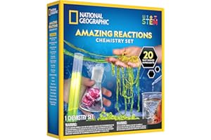 NATIONAL GEOGRAPHIC Chemistry Set for Kids - Chemistry Kit with 20 Science Experiments, Make Glowing Worms, Fizzy Solutions a
