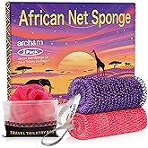 ARCH&M African Net Sponge Authentic 2 Pack - 53-inch Extra-Long Body Scrubber for Women and Men Daily Use Body Care, Shower L