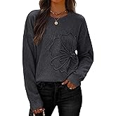 IWD 3D Floral Sweaters for Women Crew Neck Long Sleeve Pullover Sweater Cozy Knit Tops 2026