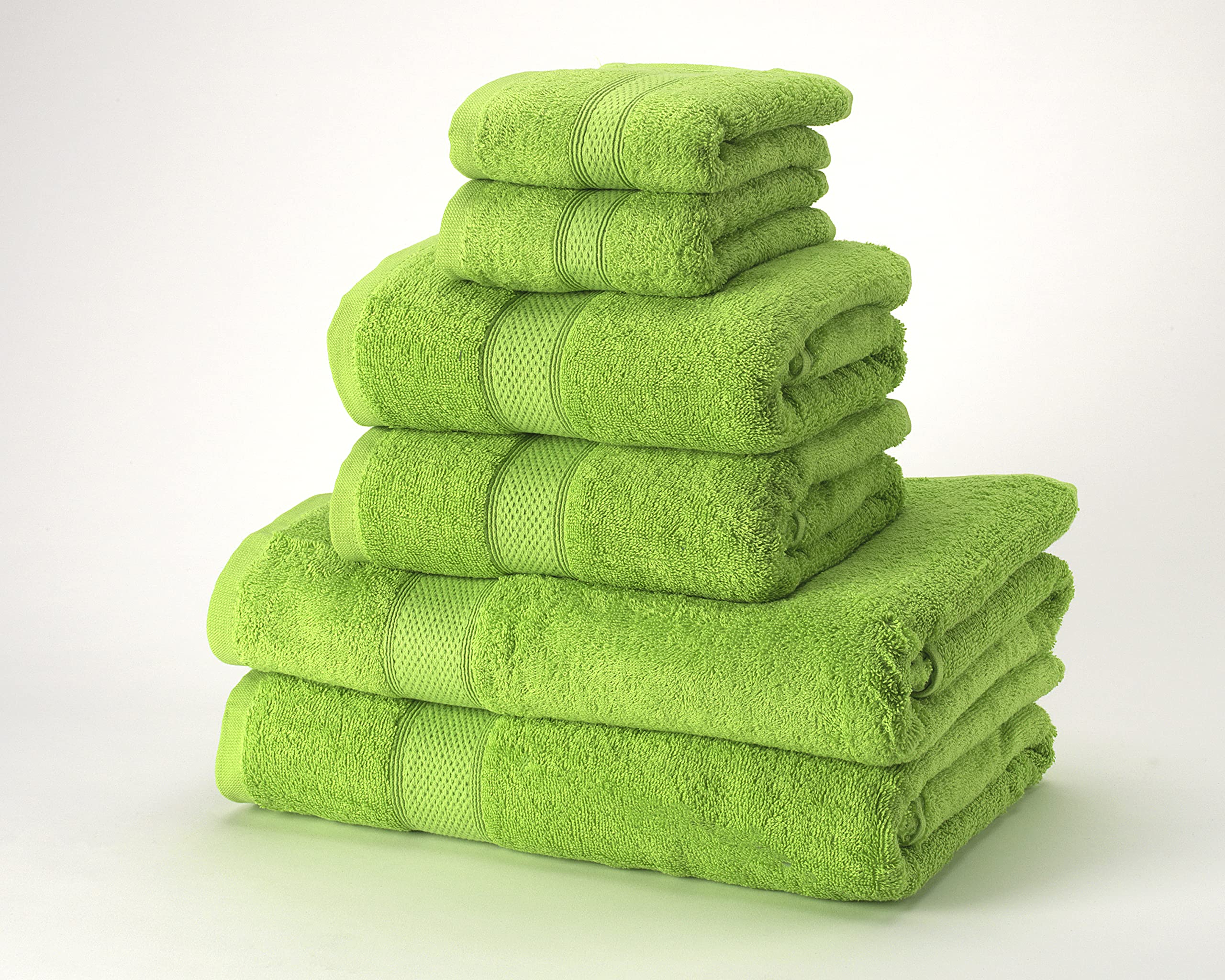 Boncasa - Set of 6 Towels – 100% Combed Cotton (Not Bonded) – Ring Spun Quality – Soft Touch – 450 g/m2 (Light Green, Set of 6 Pieces)