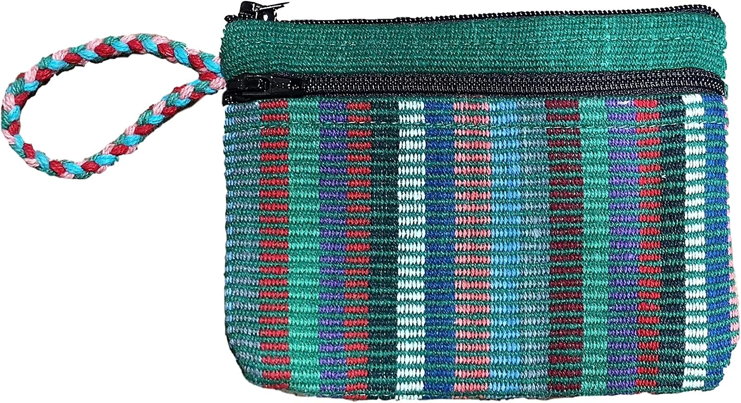 100% Cotton Coin and Card Purse - Fair Trade (Green), H10cm W12cm D1cm