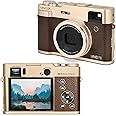 Minolta Retro Digital Camera – 48MP Autofocus Compact with 5K Ultra HD Video, Rear Selfie Lens, 16x Zoom, WiFi, 2.8-inch LCD Screen, Digital Stabilization, Optical Viewfinder, 32GB Card (Gold)