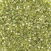 Miyuki Square/Cube Beads 1.8mm Chartreuse Silverlined APX 20 Gram Vial Japanese Glass Beads