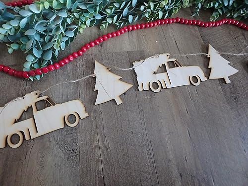 Amazon Com Christmas Truck And Tree Wood Banner Wooden Mantle