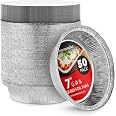 Stock Your Home 7 Inch Round Aluminum Pans  50 Pack Disposable Foil Pan Clear Dome Top Go Pie Tins Containers Baking Take Food