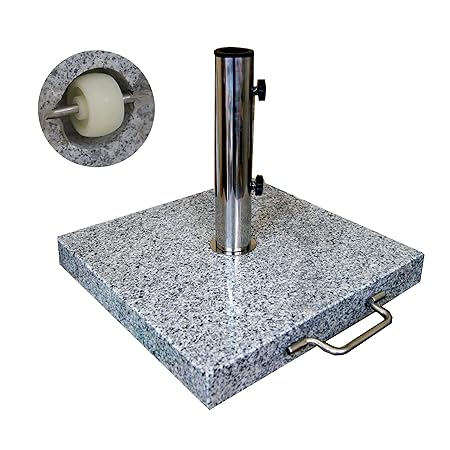 1 STK. Granitschirmständer 30 kg reckig Rollen Edelstahl Adapter Sonnenschirmständer Granit 30kg Ständer für Schirmmasten von