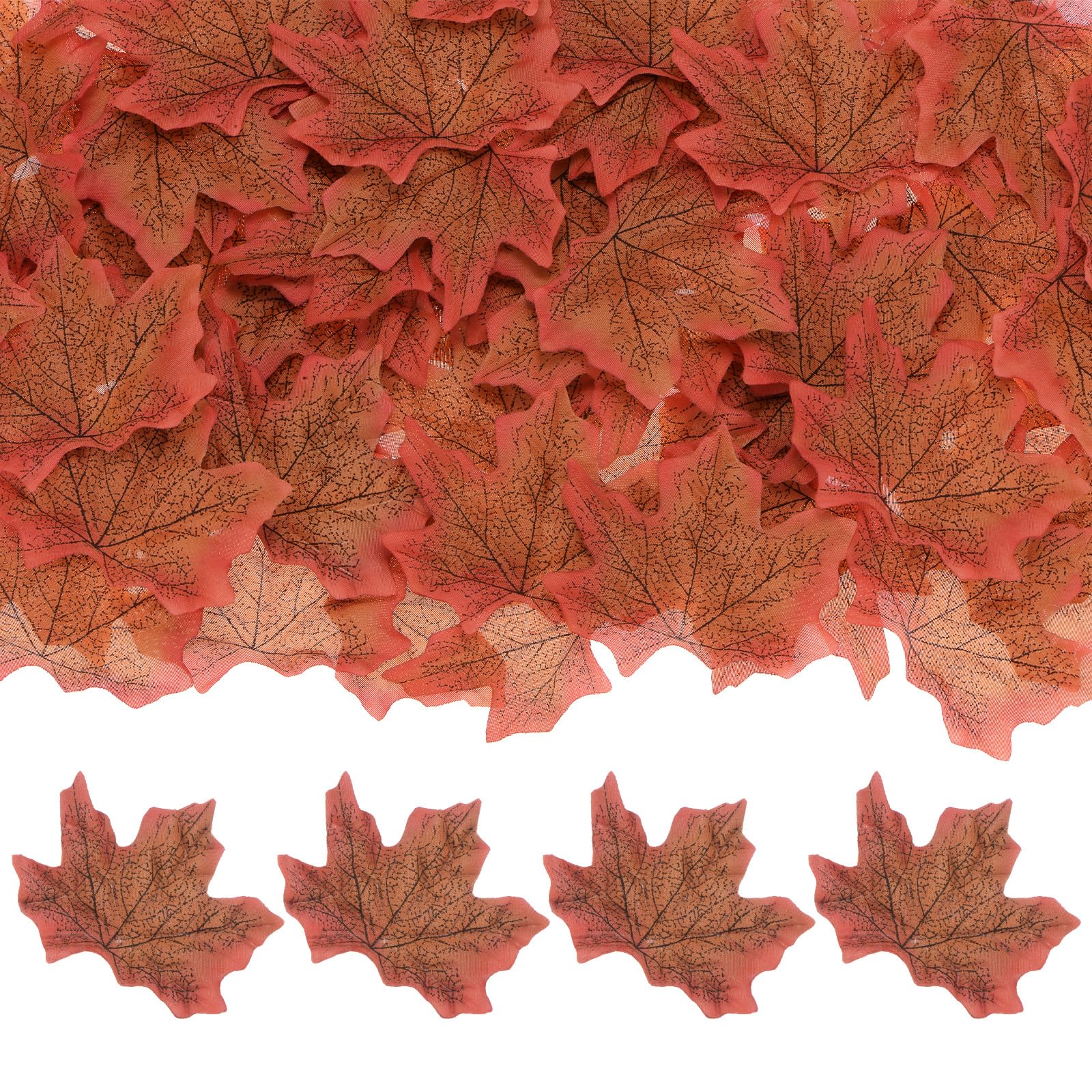 M METERXITY 200-Pack Artificial Maple Leaves, Fake Fall Leaves Faux Autumn Leaves for Thanksgiving/Wedding/Party/Wreaths Decor/Scrapbooking Crafts [Fall Red]