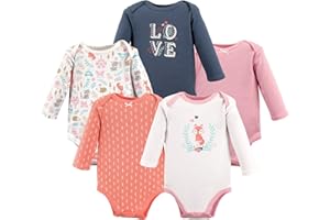 Hudson Baby baby-girls Cotton Long-sleeve Bodysuits 5-pack