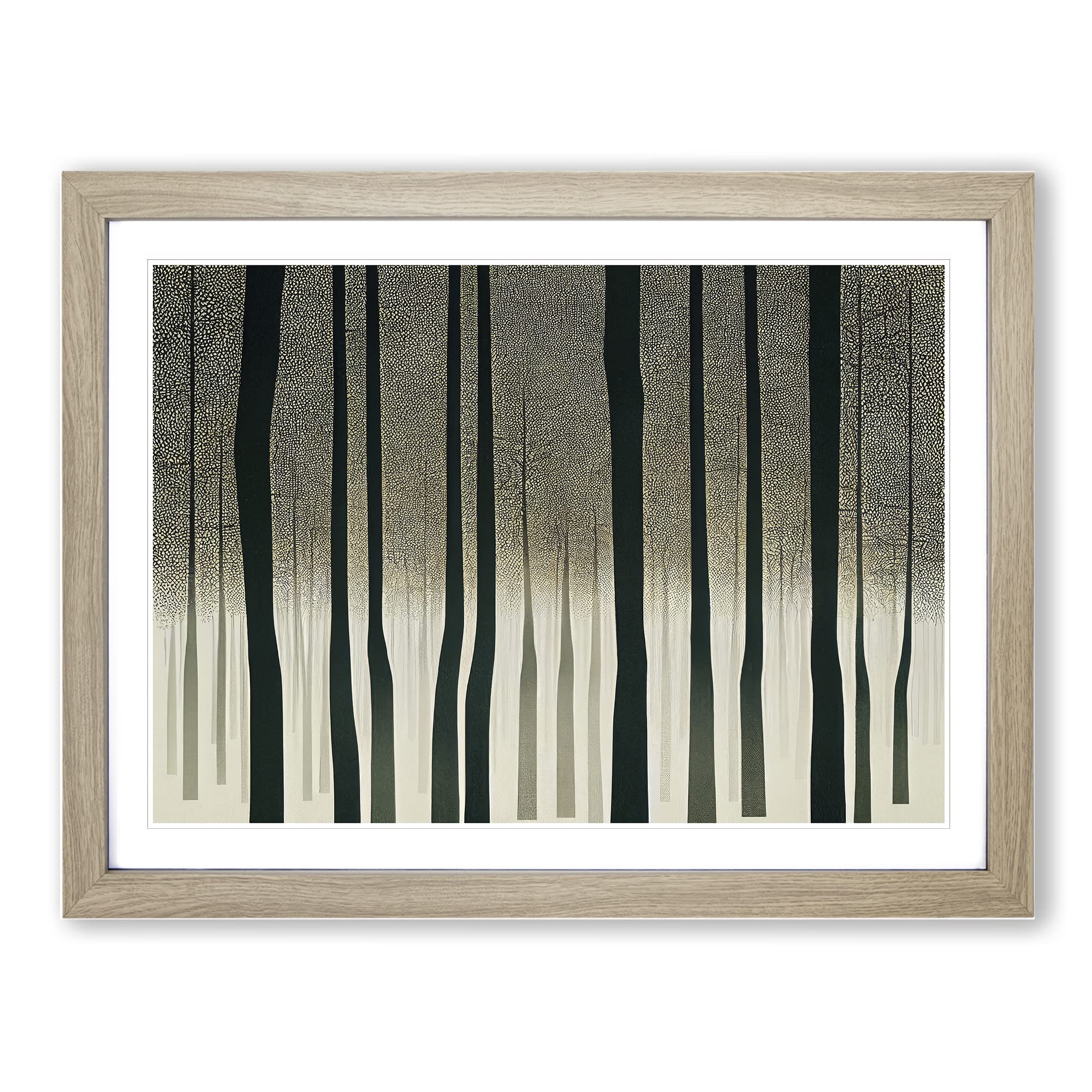 Expressive Abstract Forest Framed Print | A4 Oak Framed Wall Art | Ready to Hang | Abstract Landscape Picture | Living Room Bedroom Lounge Office