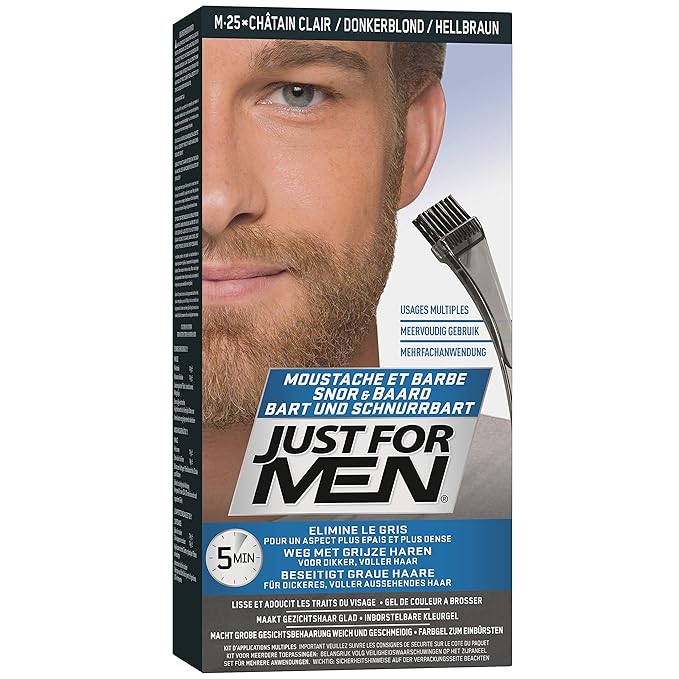 Just For Men Moustache and Beard Facial Hair Colouring Kit, Light Brown