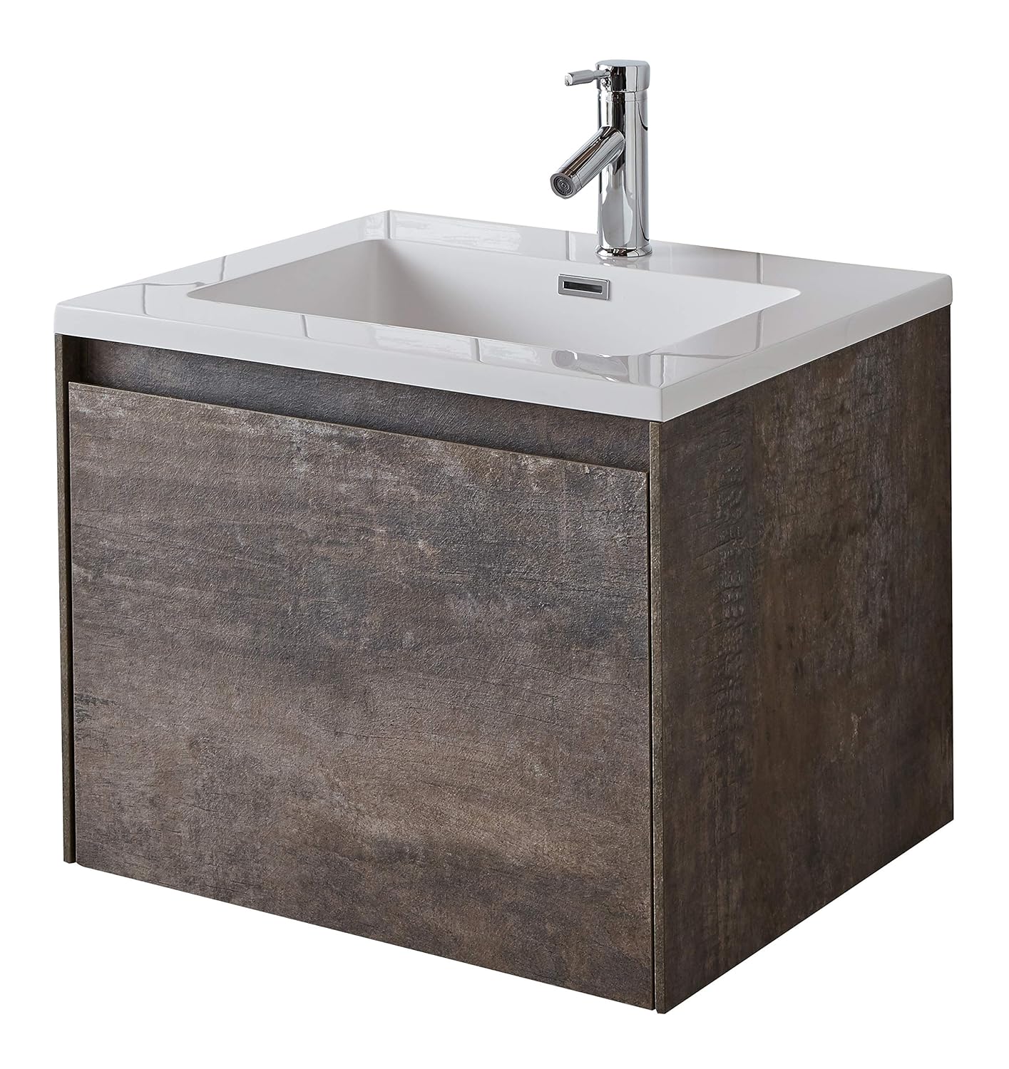 Moda Loft 600mm Stone Ash Two Drawer Wall Hung Vanity Cabinet With