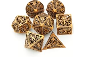 UONUOT Dungeons and Dragons Dice DND Dice Set D and D dice Set D20 MTG Metal Dice Set Hollow Polyhedral Dice Role Playing Dice with Octopus Motifs for Dungeons and Dragons RPG Table Games