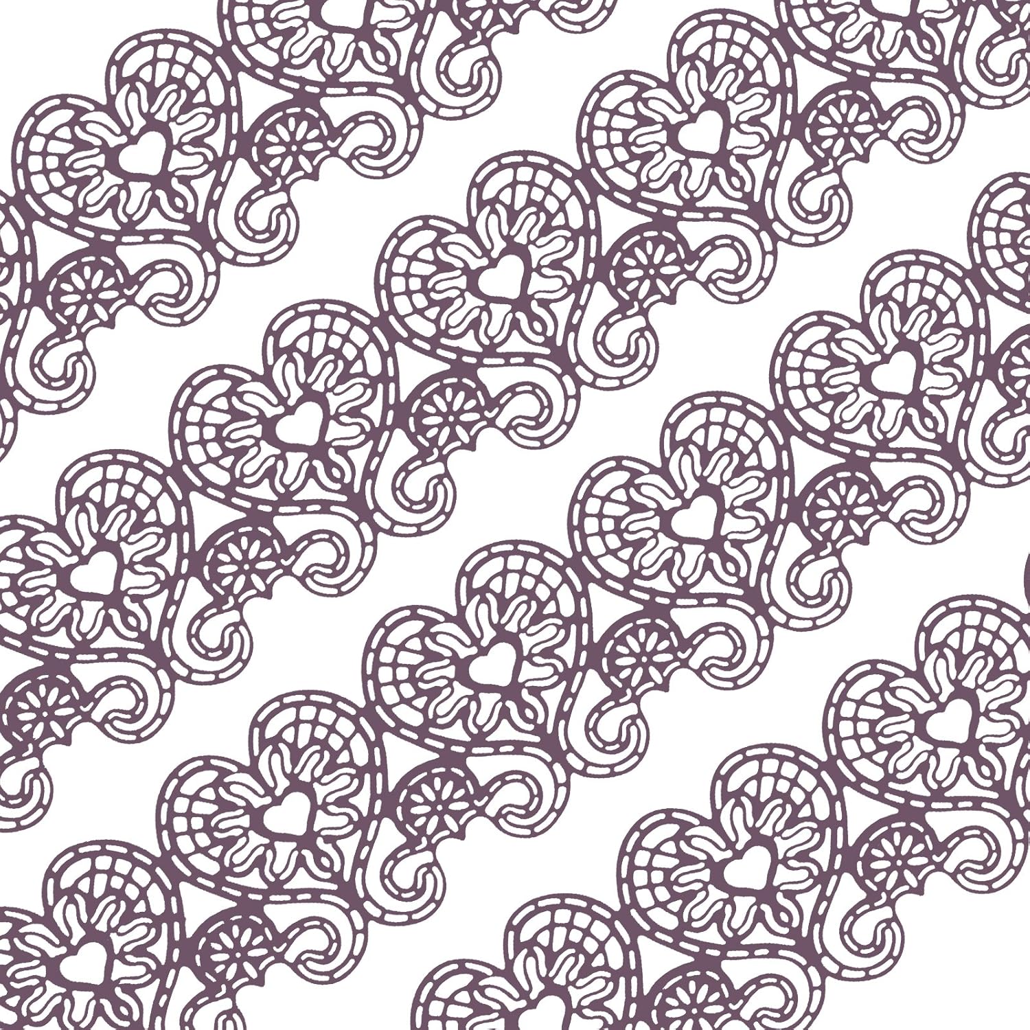 Funshowcase Large Pre-Made Ready to Use Edible Cake Lace Love Heart 14-inch 10-piece Set Purple