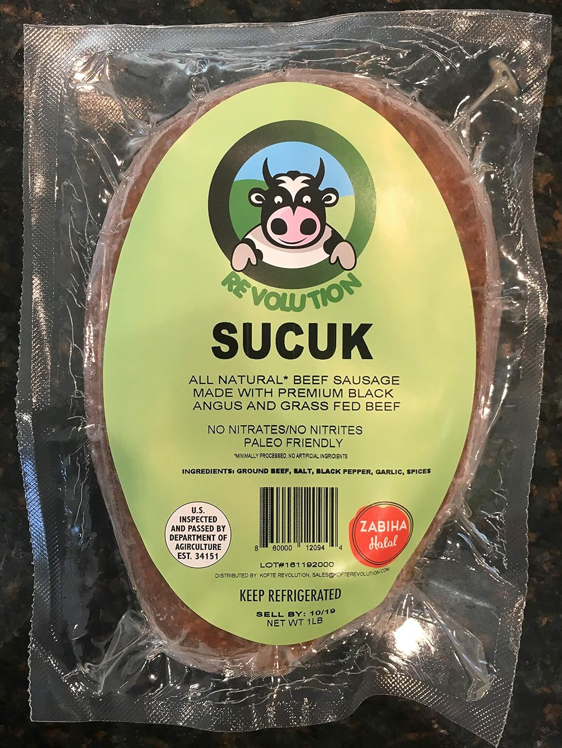 ZABIHA Halal, Premium Black Angus Beef, All Natural, Grass Fed Sucuk