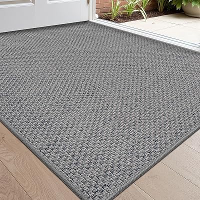 DEXI Indoor Door Mat 60 x 90 cm Non Slip Backing Grey Low Profile Dirt Trapper