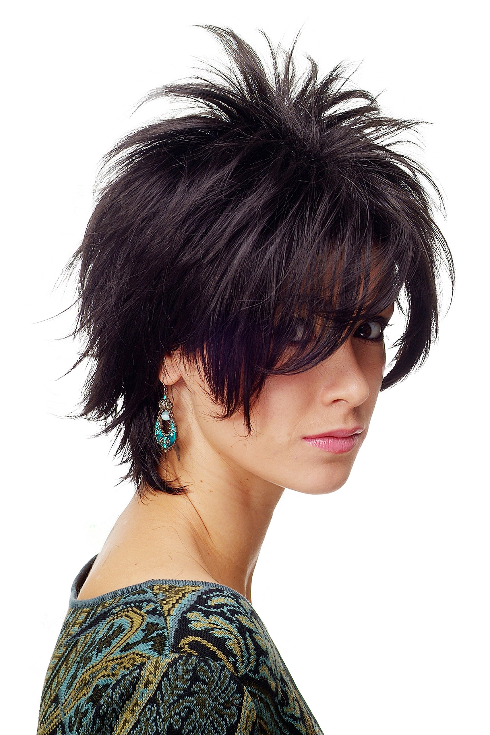 WIG ME UP - BLUE144-2 Lady Quality Wig short naughy spiky 80s style teased Wave Punk medium black