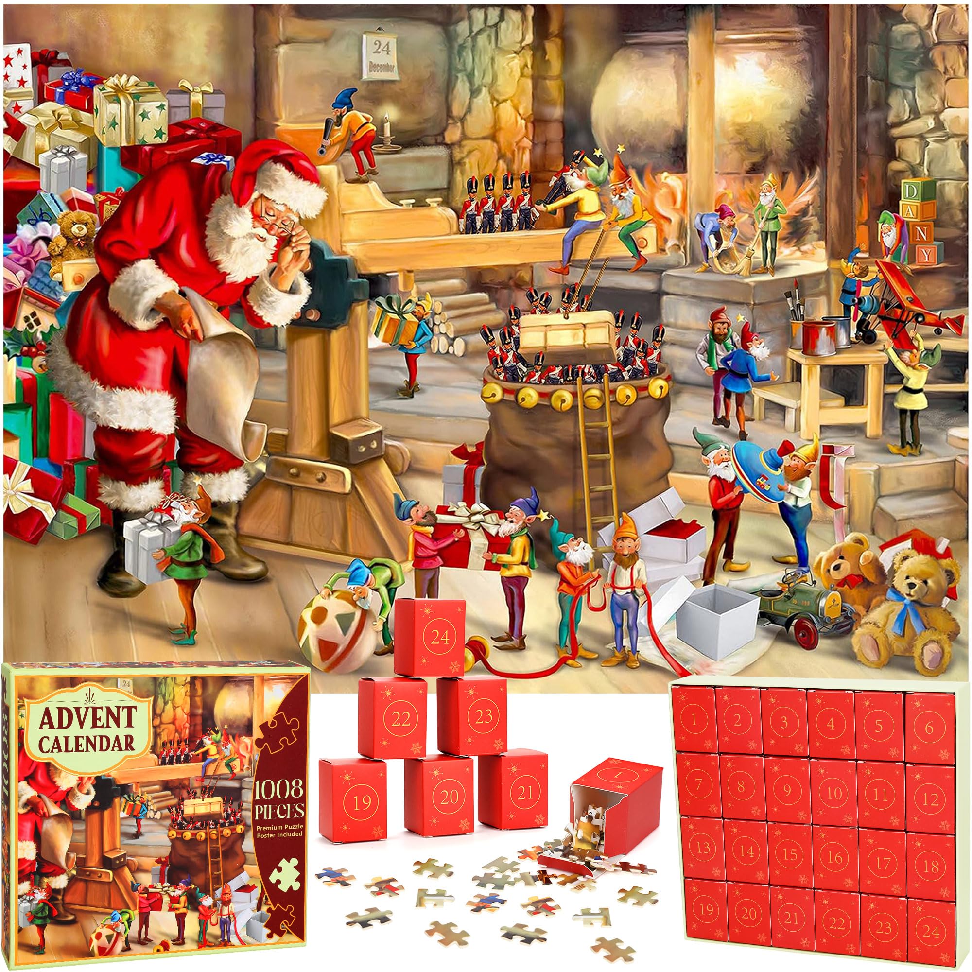 Photo 1 of Generic Advent Calendar 2024 Christmas Puzzles - Christmas Puzzles for Holiday Fun Games of Adults and Kids 1008 PCS Countdown Puzzle as Decoration