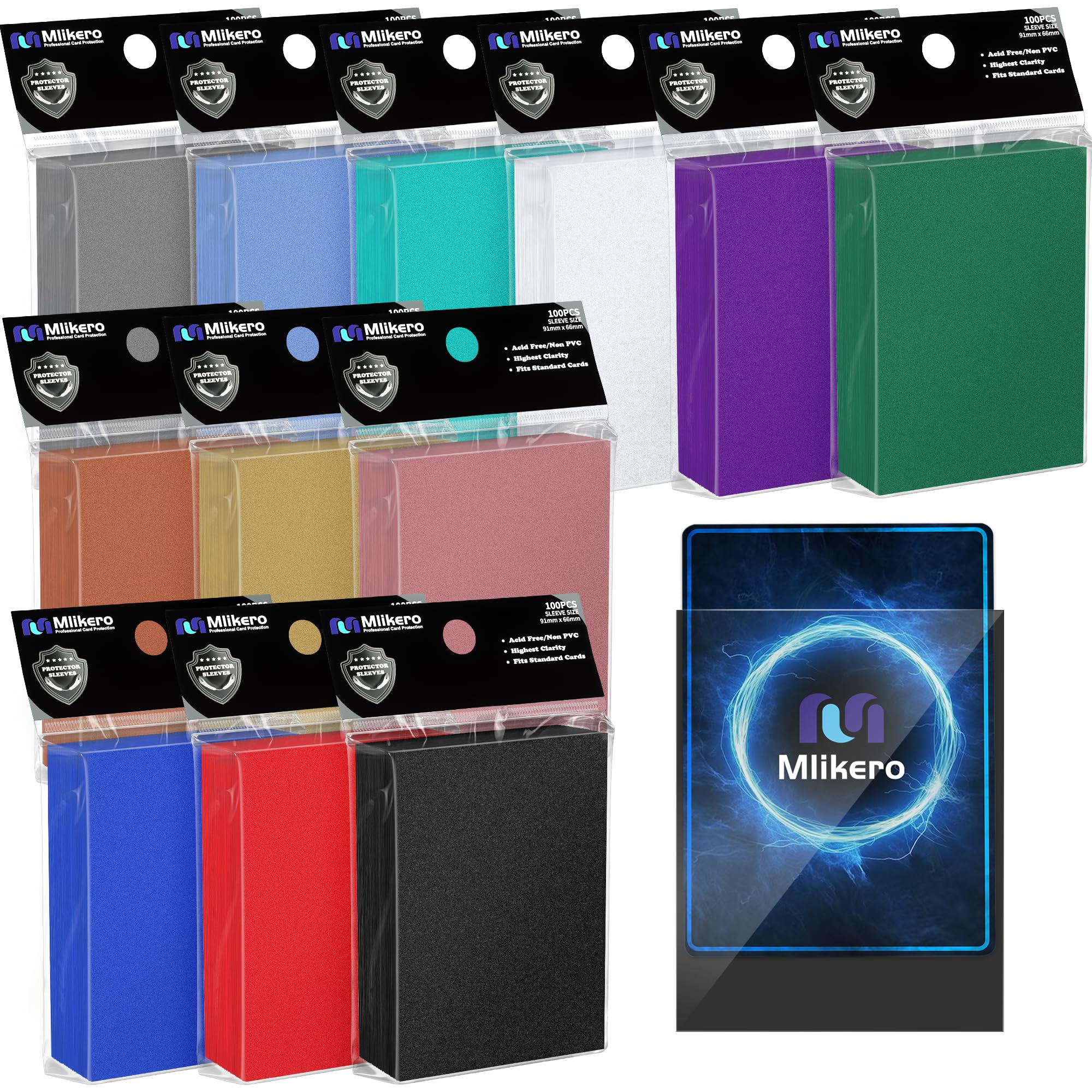 1200 Count Card Sleeves, Matte Magic Card Sleeves, Smooth Shuffle & Tear Resistant, Fit for MTG, TCG, CCG (12 Colors) Image