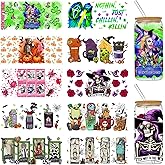 Halloween UV DTF Cup Wraps for 16 oz Glass Cups, 10 Sheets Rub on Transfers for Crafts, Uvdtf Decals Stickers for Tumblers, Libbey Cups, Furniture, Wood, Vinyl Wrap Bulk