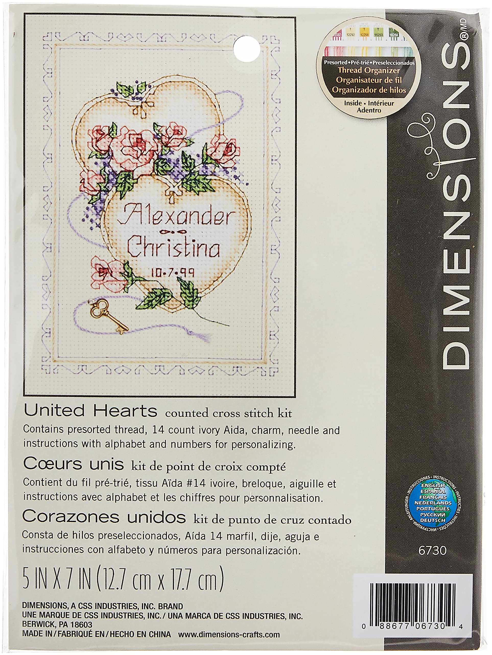 DIMENSIONS 6730 United Hearts, Fabric, Beige