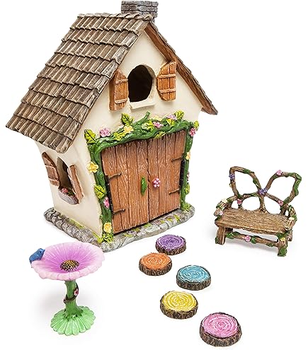 Top Collection Casa Delle Fate Per Giardino Fatato E Terrario - Fungo Rosso Con Decorazioni, Resina Dipinta A Mano, 10,2 Cm