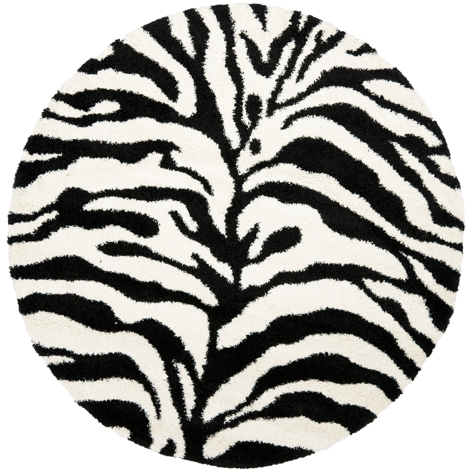 Safavieh Zebra Shag Collection SG4521290 Ivory and Black Round Area