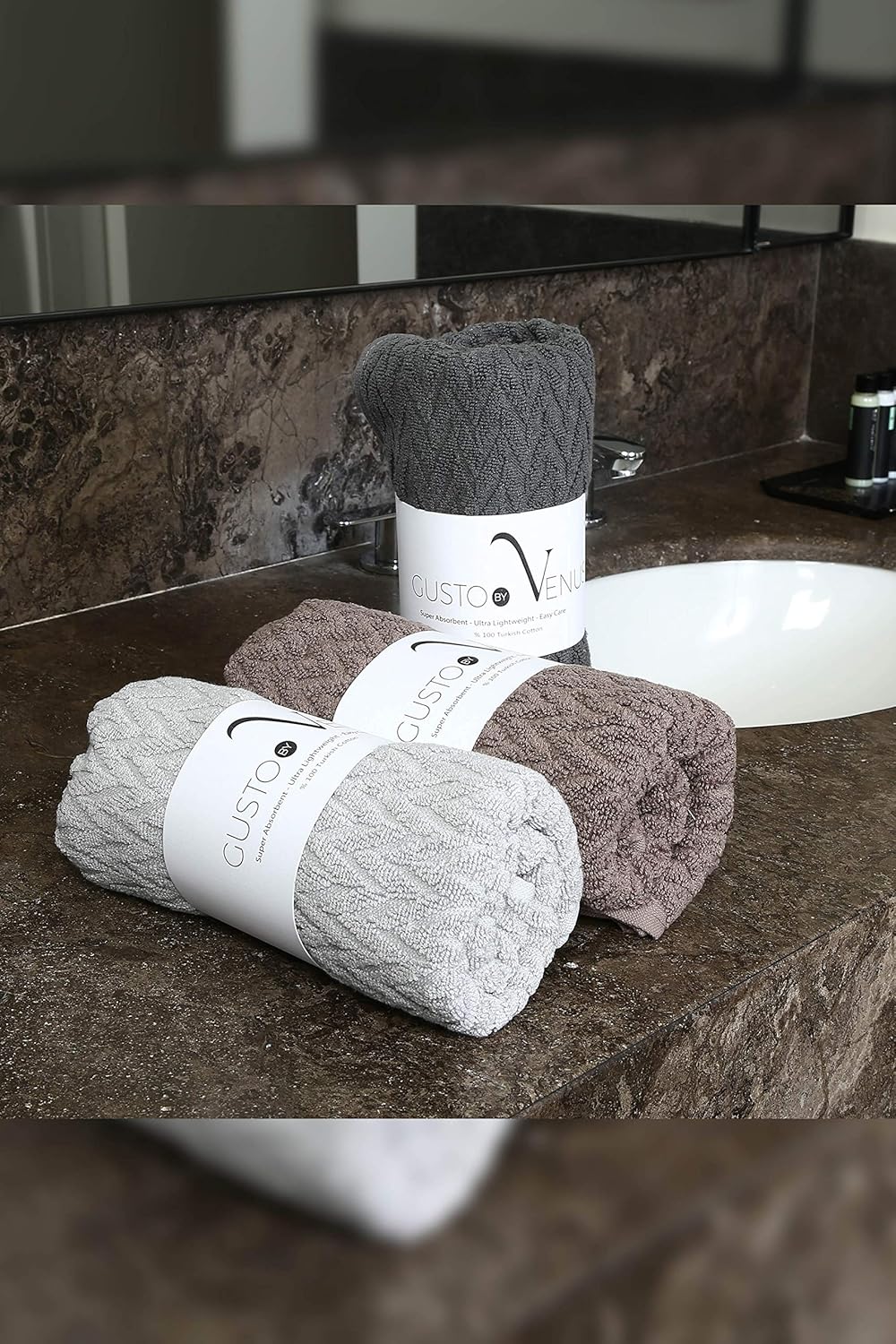 3 Piece Premium Quality Cotton Bath Towel Set - 1 (Assorted Pack A, 19 x 35 Inches): Kitchen & Dining