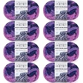 Knyteruna Chunky Yarn for Hand Knitting, #10 Chunky Blanket Chenille Yarn, Large Bulky Thick Jumbo Yarn, Super Chunky Knit Yarn for Crocheting, 8 Skein (8 oz 20 yds Each Skein), Tie Dye Multi Purple