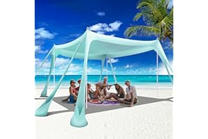 VIONMI Beach Canopy Beach Tent Pop Up Shade 10x10ft Sun Shelter UPF50+ with 8 Sandbags-2 Sand Shovel-4 Aluminum Poles-Ground Pegs-Portable Carrying Bag for Outdoor Family Camping Fishing Yard Picnic
