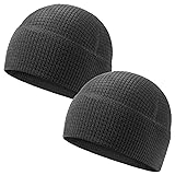2 Pack Grid Fleece Beanie Watch Cap Waffle Beanie