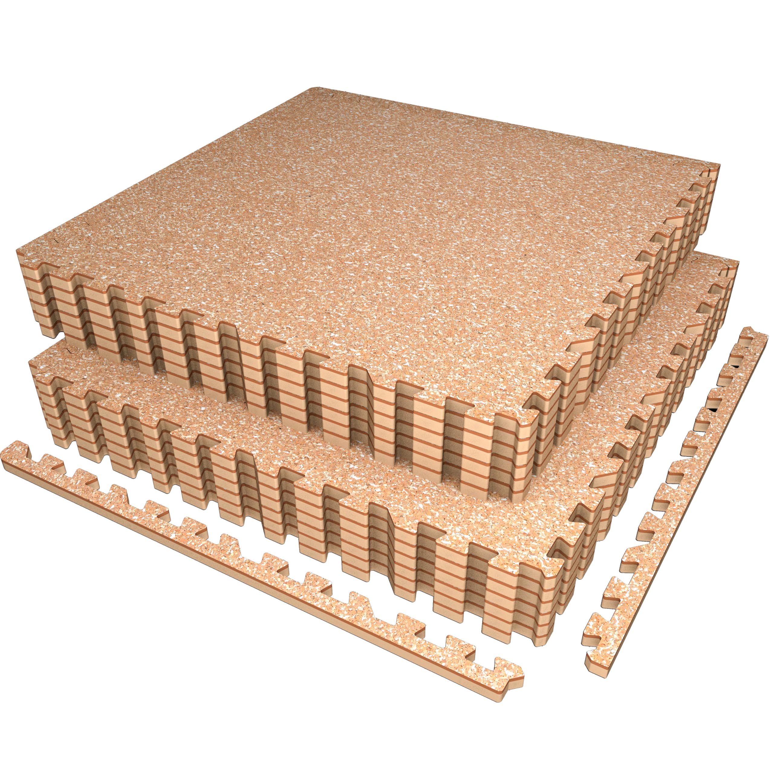 AIRHOP 0.56in Thick 48 Sq Ft Exercise Equipment Mats, 12 Tiles Upgraded Rubber Top with High Density EVA Foam, Large Interlocking Puzzle Gym Flooring for Home Gym, Heavy Weight Workout, 24 x 24in Image